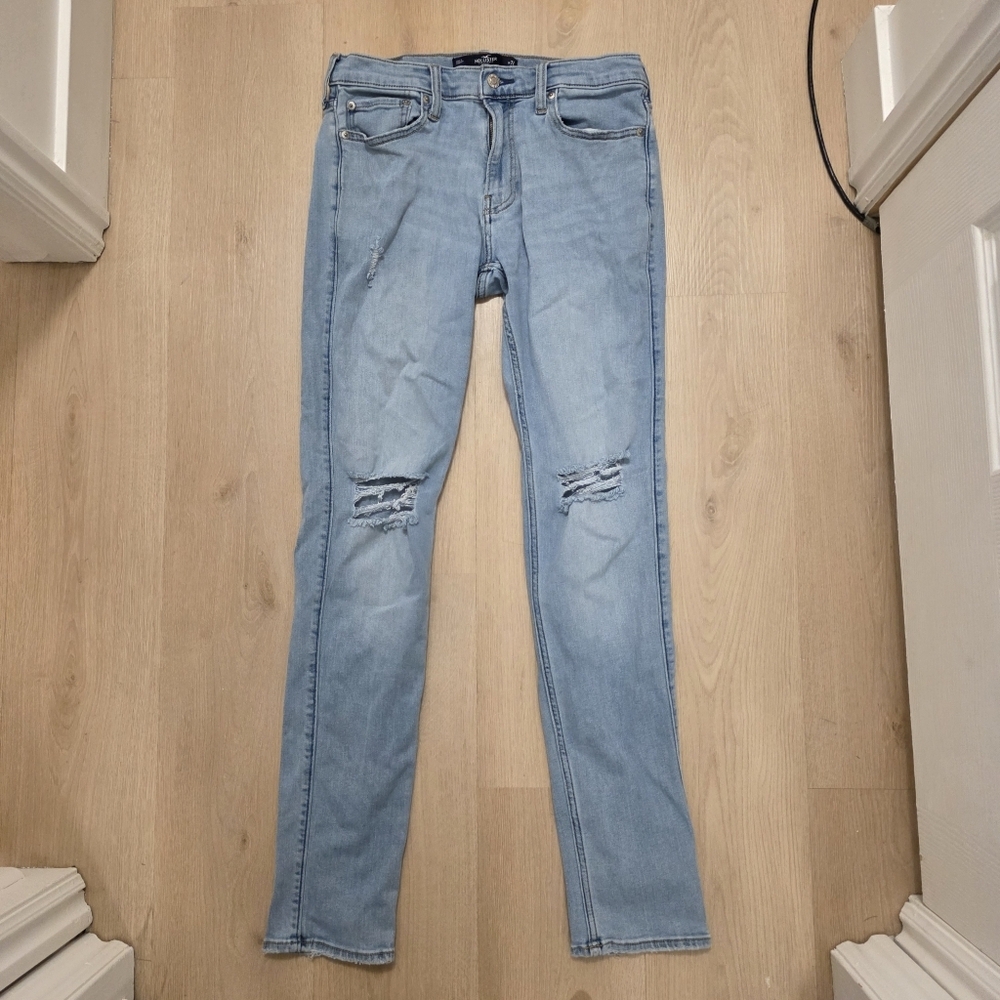 Hollister Light Wash‎ Distressed Skinny Stretch Casual Streetwear Jeans Sz 29×31
